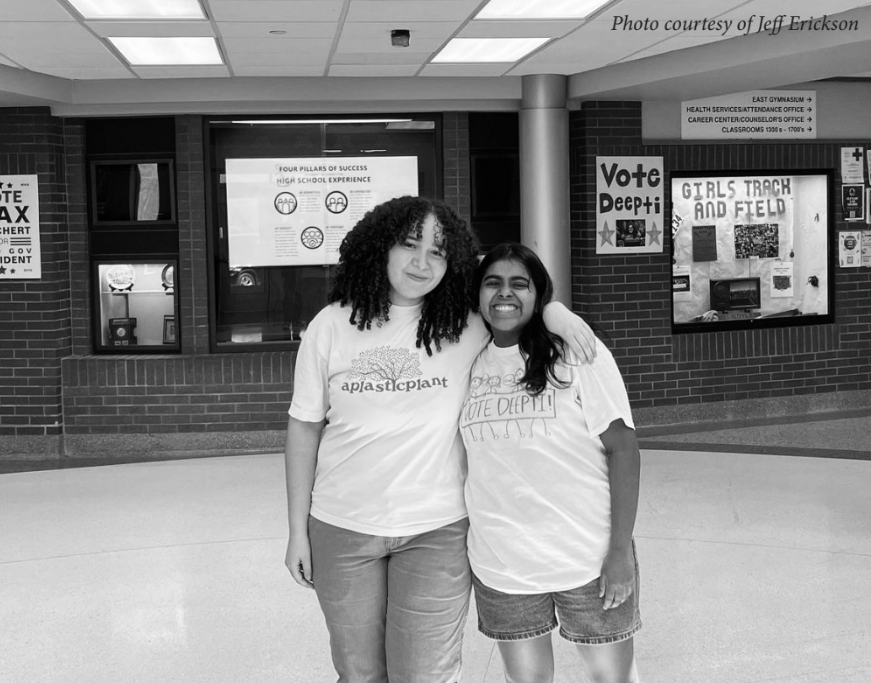 Current president Meleck Eldahshoury (left) welcomes Pillai (right) as her successor.